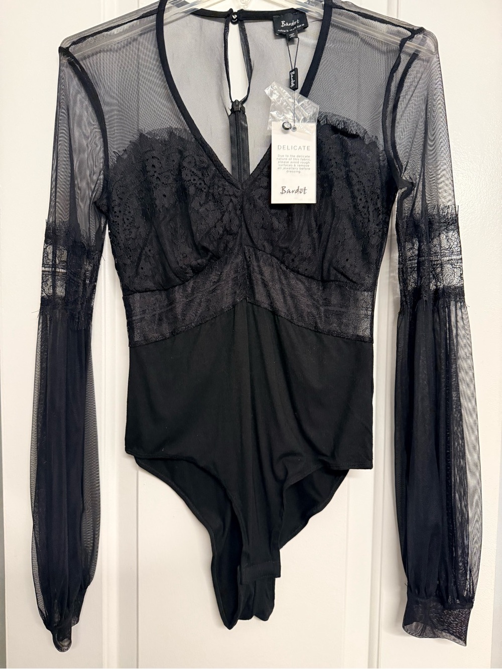 NWT Bardot Lily Lace Bodysuit in Black. US size 6